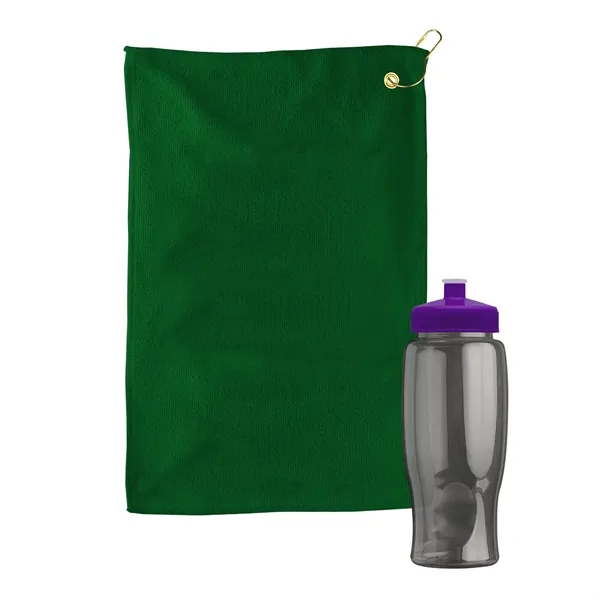27 oz. Poly-pure transparent bottle with microfiber golf towel. Towel is... from ASI 40480 Koozie Group