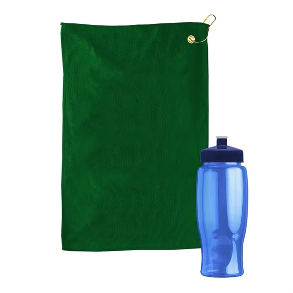 27 oz. Poly-pure transparent bottle with microfiber golf towel. Towel is... from ASI 40480 Koozie Group