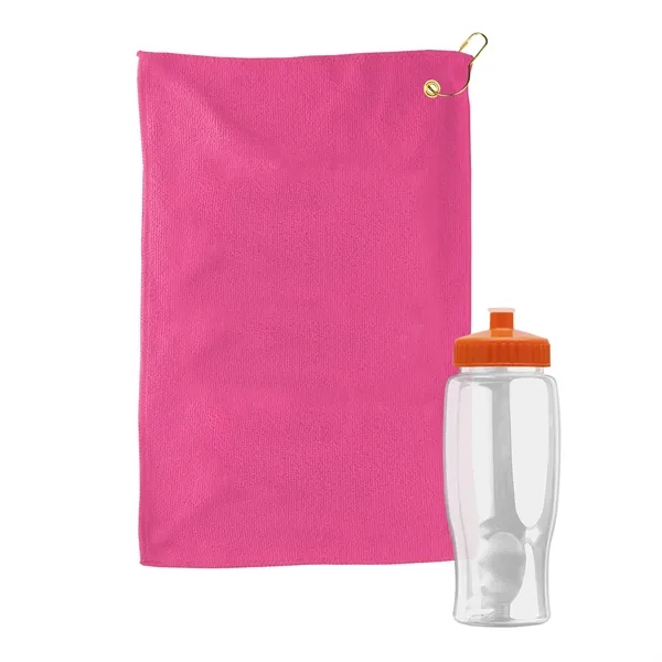 27 oz. Poly-pure transparent bottle with microfiber golf towel. Towel is... from ASI 40480 Koozie Group