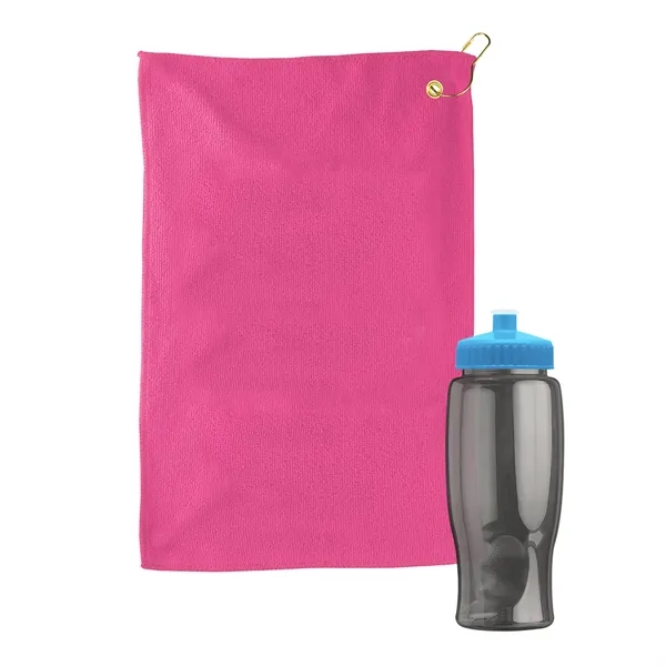 27 oz. Poly-pure transparent bottle with microfiber golf towel. Towel is... from ASI 40480 Koozie Group