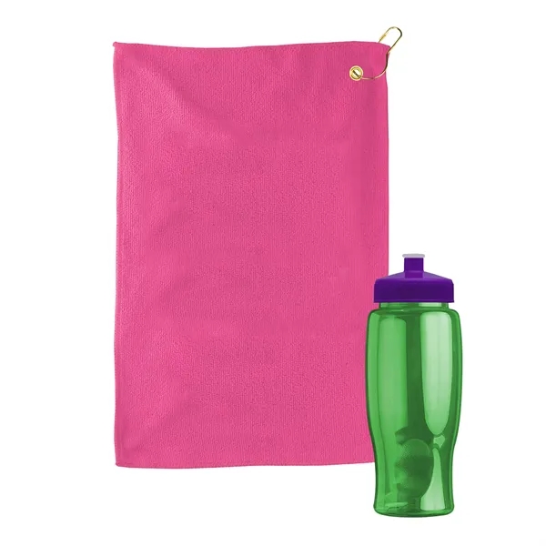 27 oz. Poly-pure transparent bottle with microfiber golf towel. Towel is... from ASI 40480 Koozie Group