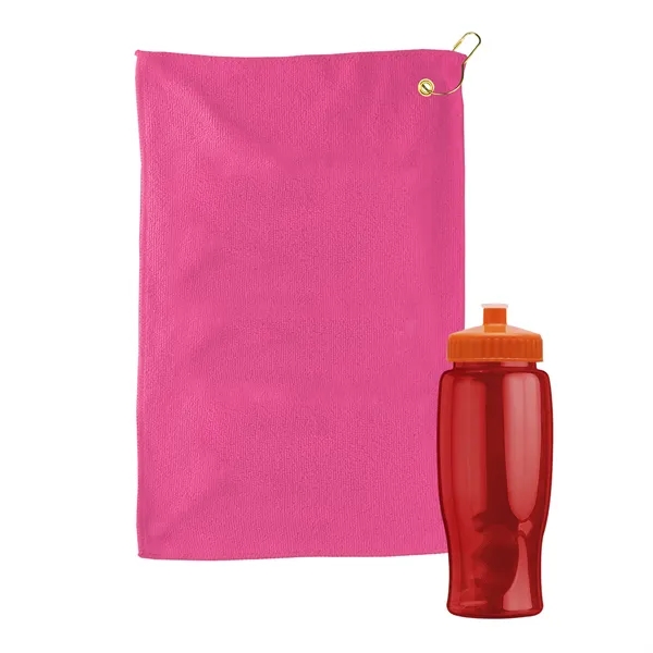 27 oz. Poly-pure transparent bottle with microfiber golf towel. Towel is... from ASI 40480 Koozie Group