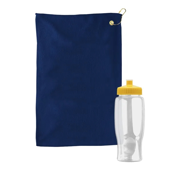 27 oz. Poly-pure transparent bottle with microfiber golf towel. Towel is... from ASI 40480 Koozie Group