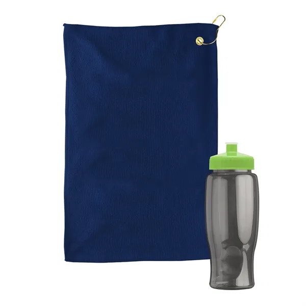 27 oz. Poly-pure transparent bottle with microfiber golf towel. Towel is... from ASI 40480 Koozie Group