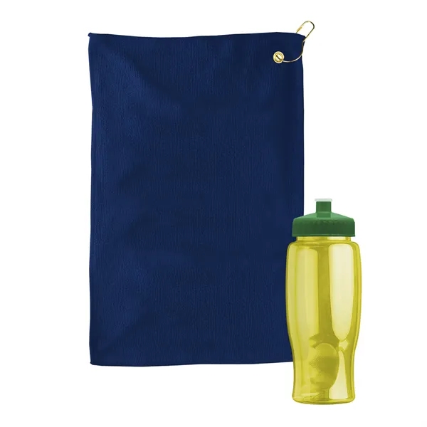 27 oz. Poly-pure transparent bottle with microfiber golf towel. Towel is... from ASI 40480 Koozie Group