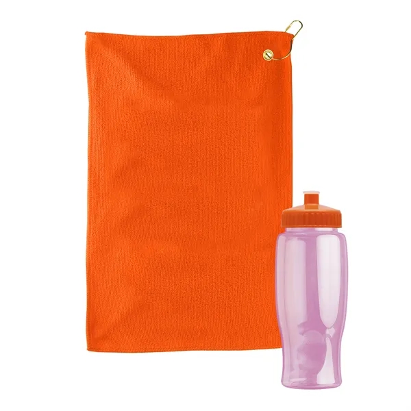 27 oz. Poly-pure transparent bottle with microfiber golf towel. Towel is... from ASI 40480 Koozie Group