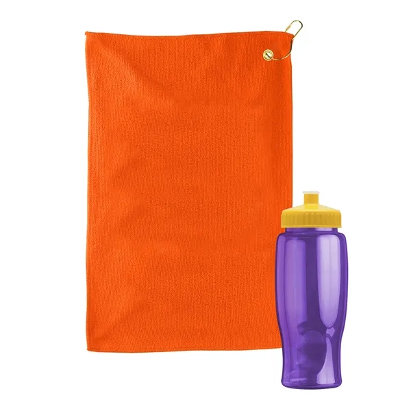27 oz. Poly-pure transparent bottle with microfiber golf towel. Towel is... from ASI 40480 Koozie Group
