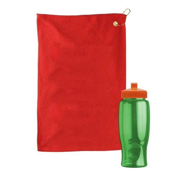 27 oz. Poly-pure transparent bottle with microfiber golf towel. Towel is... from ASI 40480 Koozie Group