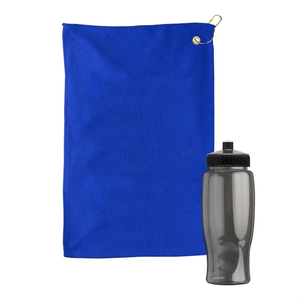 27 oz. Poly-pure transparent bottle with microfiber golf towel. Towel is... from ASI 40480 Koozie Group