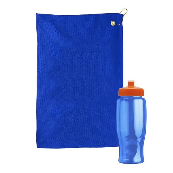 27 oz. Poly-pure transparent bottle with microfiber golf towel. Towel is... from ASI 40480 Koozie Group