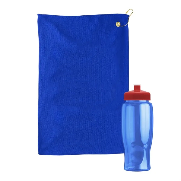 27 oz. Poly-pure transparent bottle with microfiber golf towel. Towel is... from ASI 40480 Koozie Group