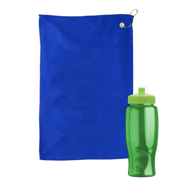 27 oz. Poly-pure transparent bottle with microfiber golf towel. Towel is... from ASI 40480 Koozie Group