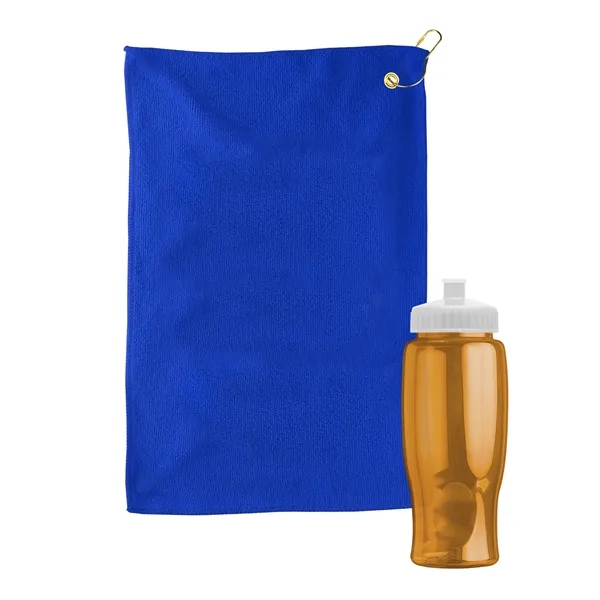 27 oz. Poly-pure transparent bottle with microfiber golf towel. Towel is... from ASI 40480 Koozie Group