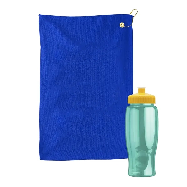 27 oz. Poly-pure transparent bottle with microfiber golf towel. Towel is... from ASI 40480 Koozie Group