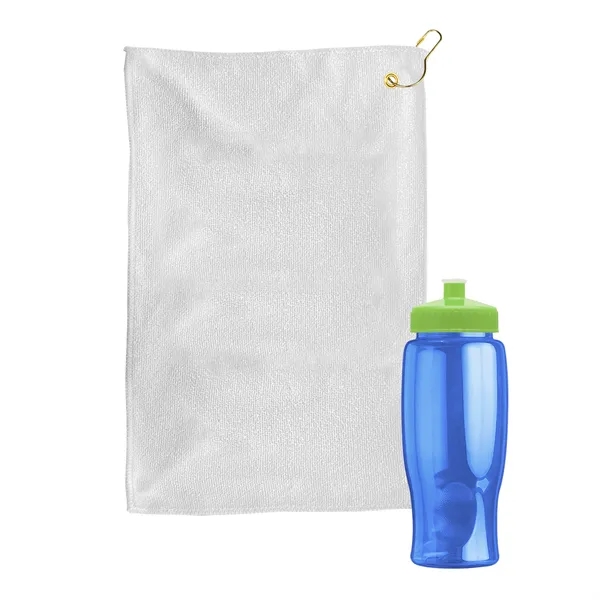 27 oz. Poly-pure transparent bottle with microfiber golf towel. Towel is... from ASI 40480 Koozie Group