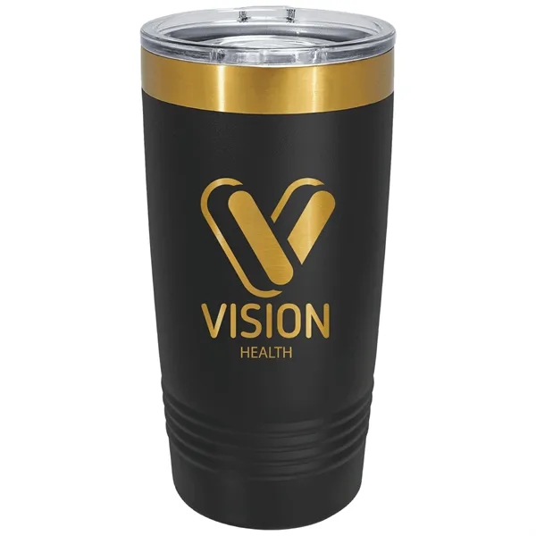 20 oz. stainless steel ringed tumbler with a vacuum sealed, clear-colored... from ASI 74601 Calico