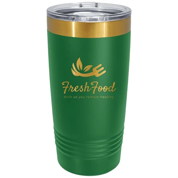 20 oz. stainless steel ringed tumbler with a vacuum sealed, clear-colored... from ASI 74601 Calico