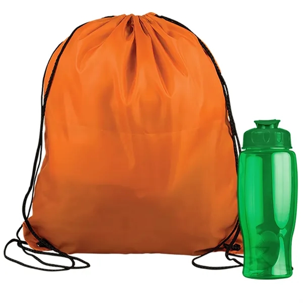 Drawstring backpack in a bottle combo kit.... from ASI 40480 Koozie Group