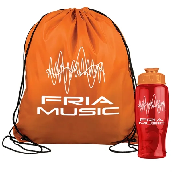 Drawstring backpack in a bottle combo kit.... from ASI 40480 Koozie Group