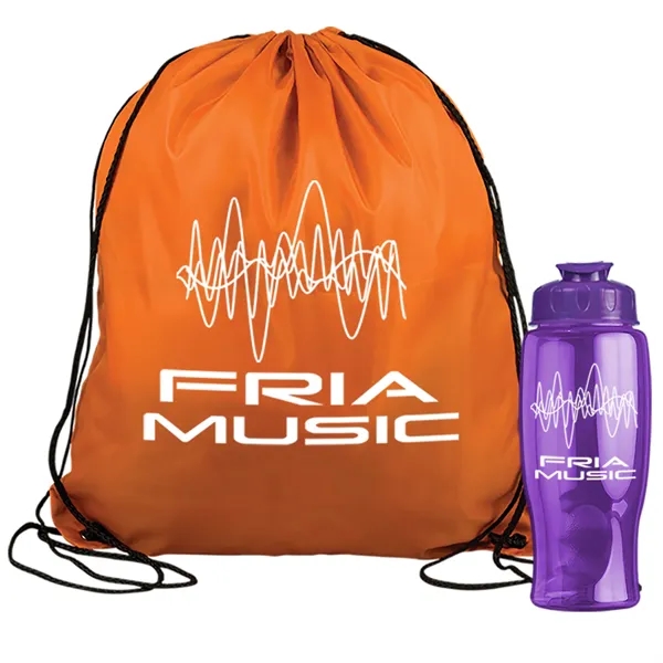 Drawstring backpack in a bottle combo kit.... from ASI 40480 Koozie Group
