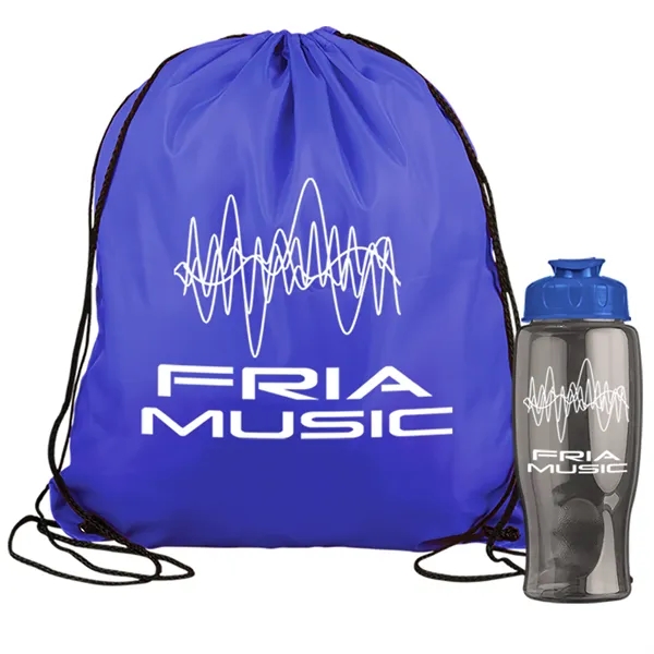 Drawstring backpack in a bottle combo kit.... from ASI 40480 Koozie Group