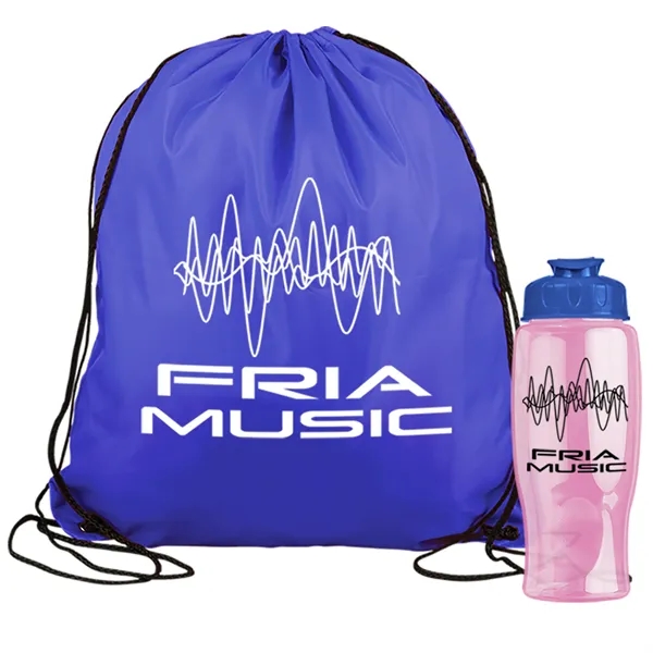 Drawstring backpack in a bottle combo kit.... from ASI 40480 Koozie Group