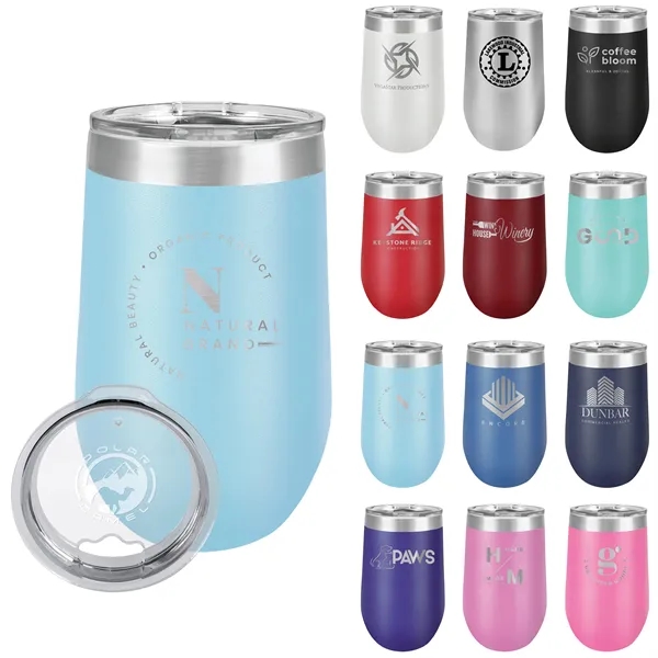 16 oz. colored stainless steel wine glass with stemless, double vacuum... from ASI 74601 Calico