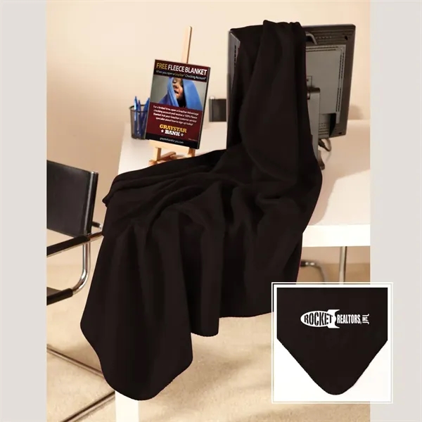 50" x 60" promotional fleece throw with whip stitching around the... from ASI 68507 The Magnet Group / The Bag Factory®