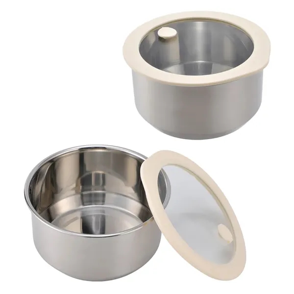 38 oz Microwaveable Stainless Steel Bowl With Vented Glass Lid... from ASI 36730 Ariel Premium Supply Inc