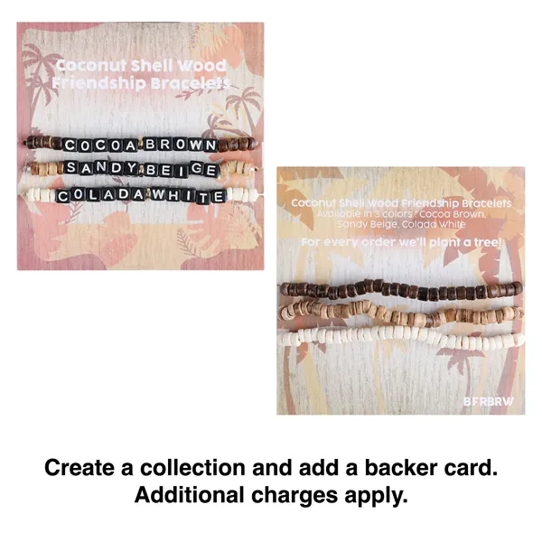 Friendship bracelets made from repurposed coconut shells with 4 sand-tone beads... from ASI 61966 HPG / BCG Creations HPG Gold