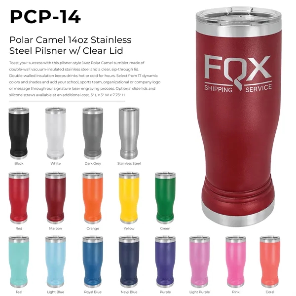 Polar Camel double-wall vacuum-insulated stainless steel 14 ounce pilsner-style tumbler with... from ASI 74601 Calico