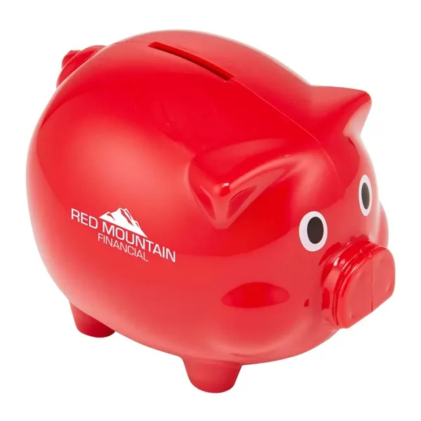 5" plastic pig-shaped piggy bank... from ASI 63549 Jornik Manufacturing Corp