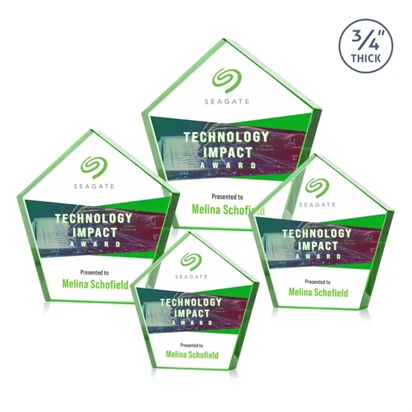 The Belmar Pentagon VividPrint™ Award is a freestanding, 3/4" thick Starfire... from ASI 84592 St Regis Group / St Regis