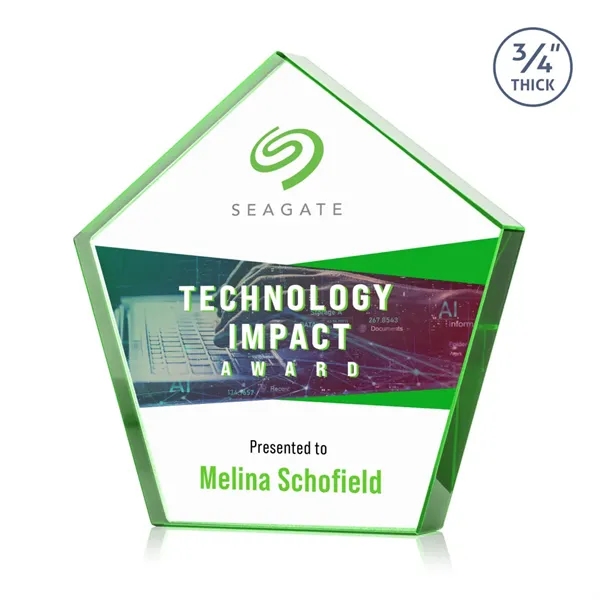 The Belmar Pentagon VividPrint™ Award is a freestanding, 3/4" thick Starfire... from ASI 84592 St Regis Group / St Regis