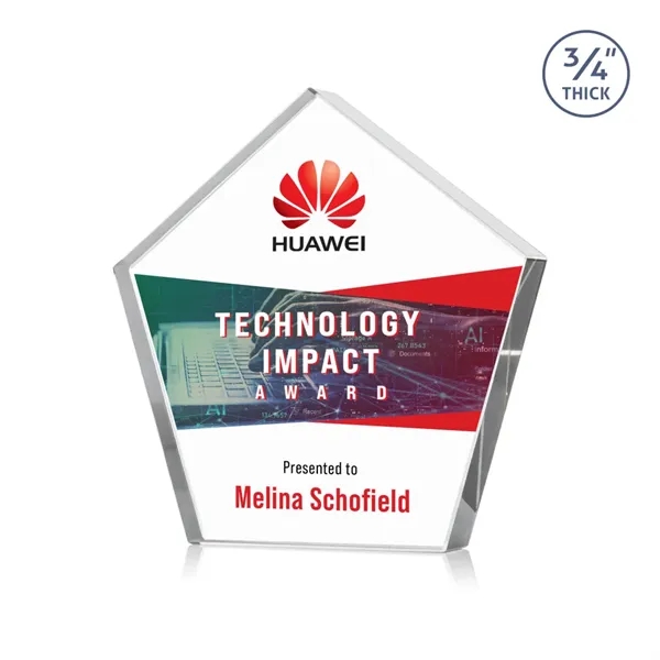 The Belmar Pentagon VividPrint™ Award is a freestanding, 3/4" thick Starfire... from ASI 84592 St Regis Group / St Regis