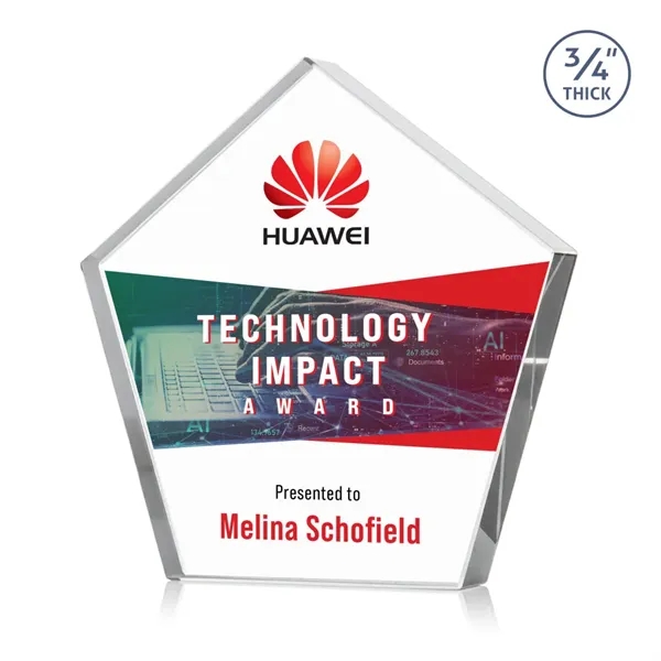 The Belmar Pentagon VividPrint™ Award is a freestanding, 3/4" thick Starfire... from ASI 84592 St Regis Group / St Regis