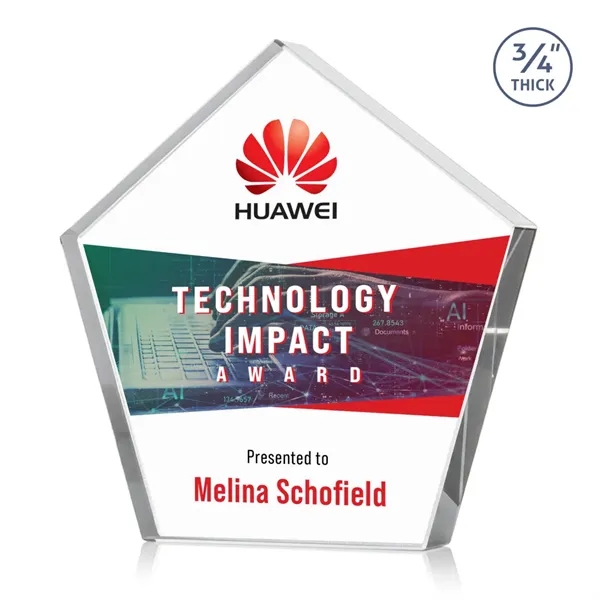 The Belmar Pentagon VividPrint™ Award is a freestanding, 3/4" thick Starfire... from ASI 84592 St Regis Group / St Regis