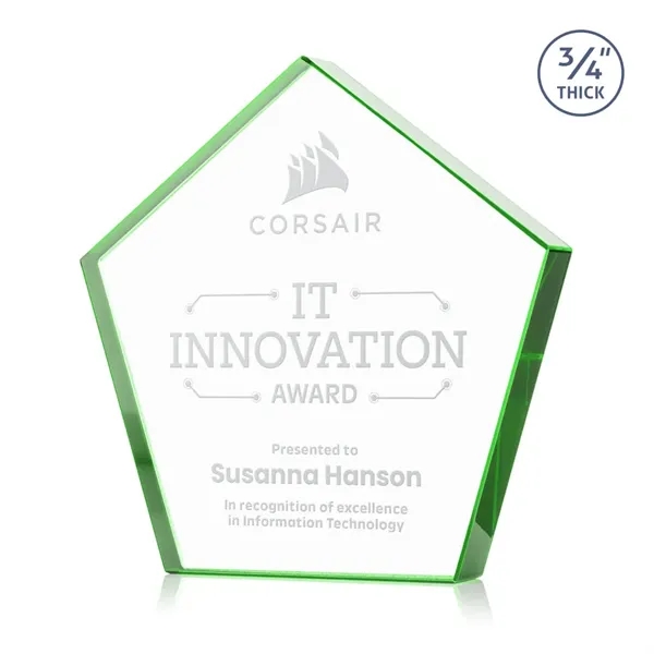The Belmar Pentagon Award is a freestanding, 3/4" thick Starfire crystal... from ASI 84592 St Regis Group / St Regis