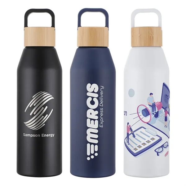 24 oz Recycled Aluminum Bottle with Bamboo Lid... from ASI 36730 Ariel Premium Supply Inc