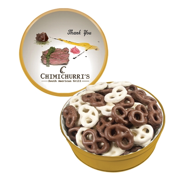 Tin filled with multiple filler options of good gift snacks and... from ASI 61125 Hit Promotional Products