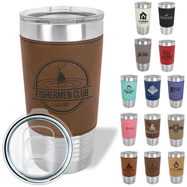 20 oz. stainless steel tumbler with double-wall vacuum insulation, clear lid... from ASI 74601 Calico