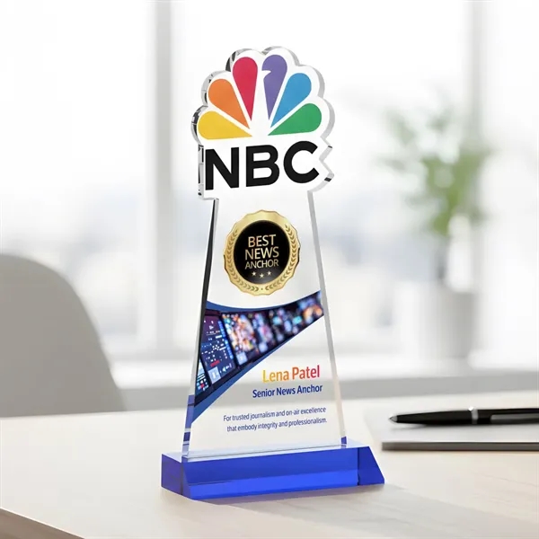 Custom VividPrint™ Award on Mitered Base - Blue (via Ocean)... from ASI 84592 St Regis Group / St Regis