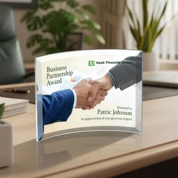 Curve award with 16 million colors fused into the crystal.... from ASI 84592 St Regis Group / St Regis