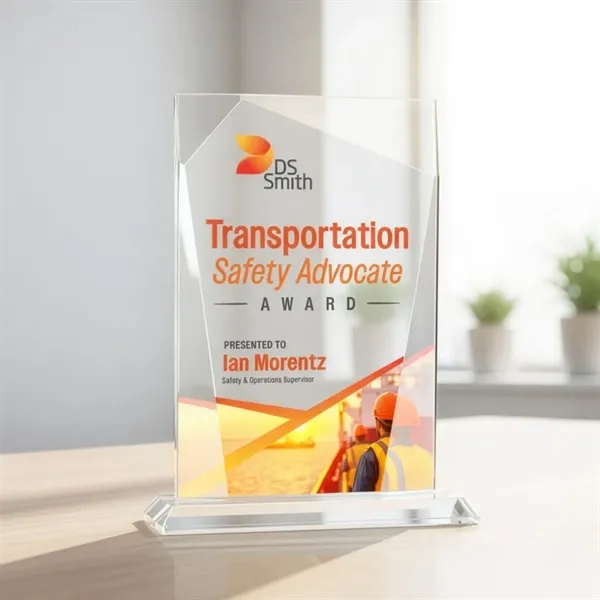 The 0.75 inch thick Shamrock VividPrint™ Award is a tall Starfire... from ASI 84592 St Regis Group / St Regis