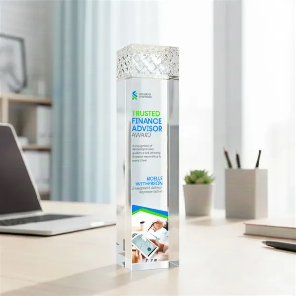 The Velson VividPrint™ Award is a striking freestanding optical crystal piece... from ASI 84592 St Regis Group / St Regis