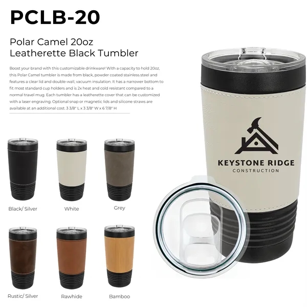 20 oz. black stainless steel tumbler with double-wall vacuum insulation, clear... from ASI 74601 Calico