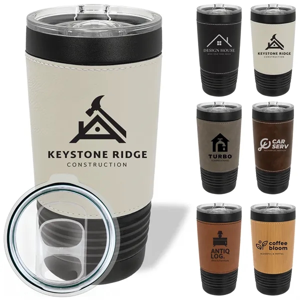 20 oz. black stainless steel tumbler with double-wall vacuum insulation, clear... from ASI 74601 Calico