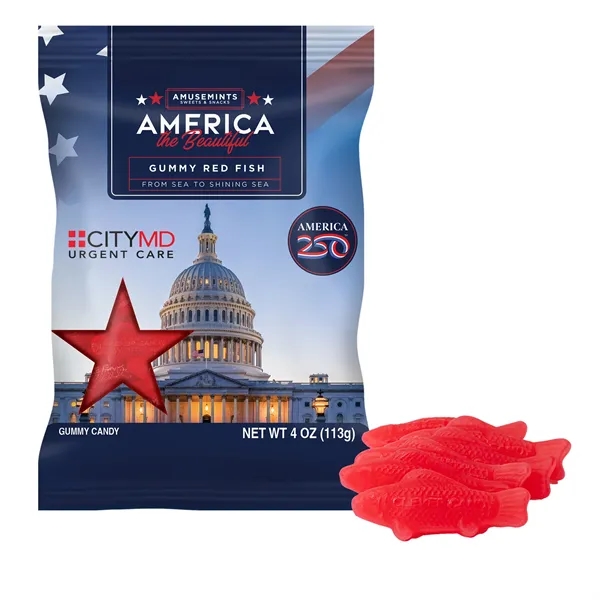 America 250- 4oz. Digibag- Gummy Red Fish... from ASI 44900 NC Custom (CI/Lanco) / Chocolate Inn