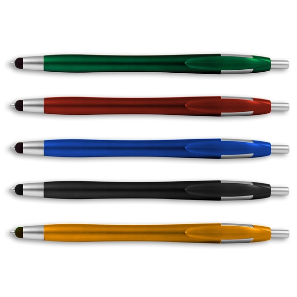 Colorful, curvy plastic stylus/ballpoint pen with silver trim.... from ASI 83770 Royal Industries / The Royal Line