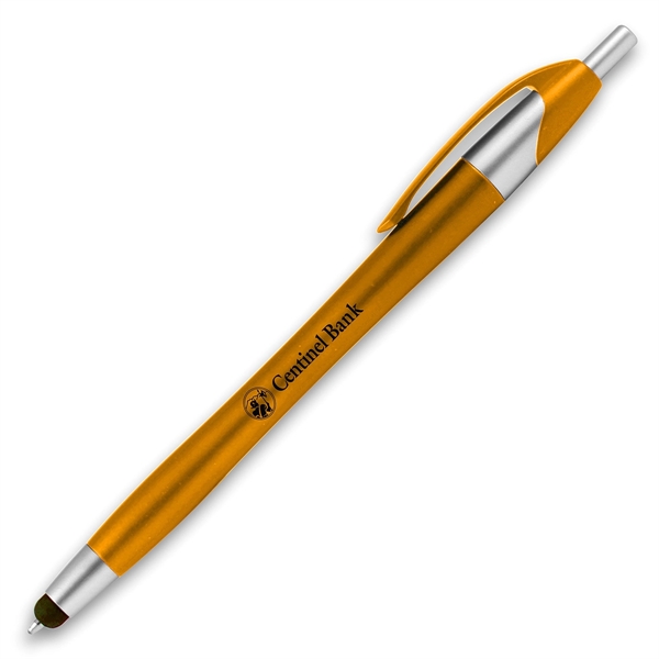 Colorful, curvy plastic stylus/ballpoint pen with silver trim.... from ASI 83770 Royal Industries / The Royal Line